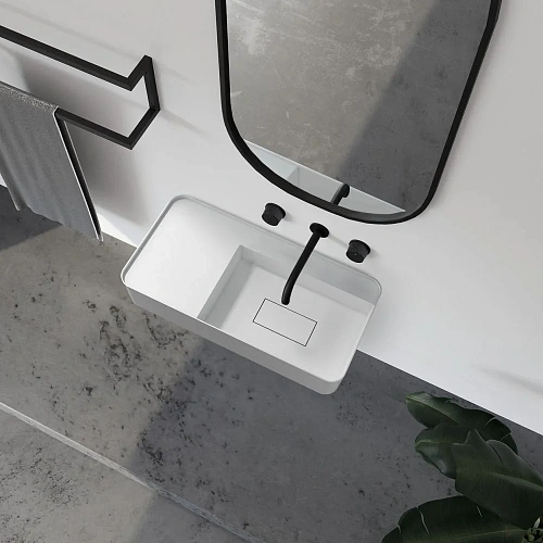 Раковина ABBER Stein AS2627-0.8 подвесная, белая матовая Раковина ABBER Stein AS2627-0.8 подвесная, белая матовая