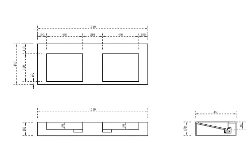 Раковина ABBER Stein AS2643-1.2 подвесная, двойная, белая матовая Раковина ABBER Stein AS2643-1.2 подвесная, двойная, белая матовая