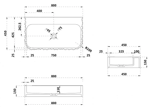 Раковина ABBER Stein AS2652-0.8 подвесная, белая матовая Раковина ABBER Stein AS2652-0.8 подвесная, белая матовая