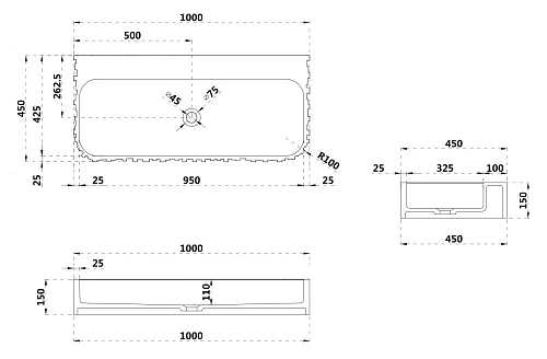 Раковина ABBER Stein AS2652-1.0 подвесная, белая матовая Раковина ABBER Stein AS2652-1.0 подвесная, белая матовая