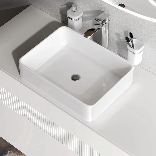 Раковина AM.PM Func M8FWCC10500WG накладная, прямоугольная, 50 см, белый Раковина AM.PM Func M8FWCC10500WG накладная, прямоугольная, 50 см, белый