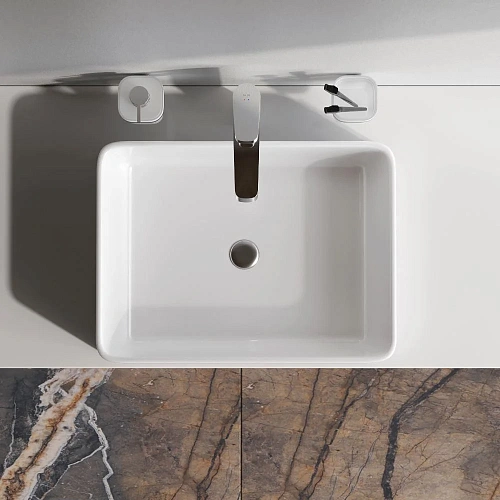 Раковина AM.PM Func M8FWCC10500WG накладная, прямоугольная, 50 см, белый Раковина AM.PM Func M8FWCC10500WG накладная, прямоугольная, 50 см, белый