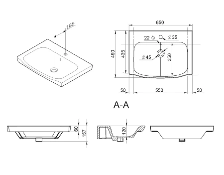 Раковина AM.PM Like M80WCC0652WG мебельная, керамическая, 65 см, встраиваемая, белый Раковина AM.PM Like M80WCC0652WG мебельная, керамическая, 65 см, встраиваемая, белый
