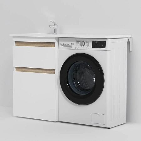 Раковина AM.PM X-Joy M85AWPL1201WG над стиральной машиной, литьевой мрамор, левая, 120 см, белый Раковина AM.PM X-Joy M85AWPL1201WG над стиральной машиной, литьевой мрамор, левая, 120 см, белый