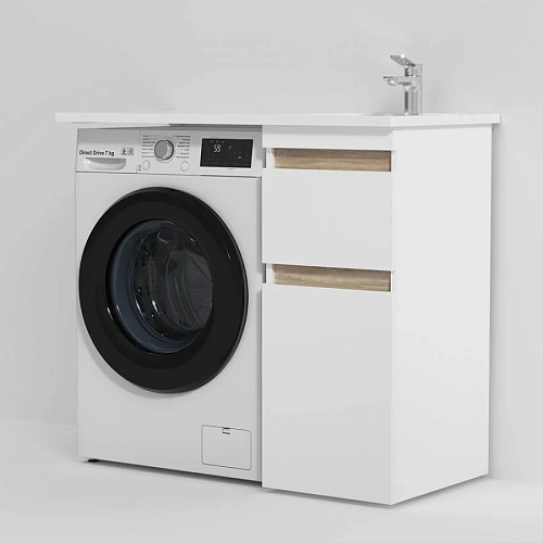 Раковина AM.PM X-Joy M85AWPR1001WG над стиральной машиной, литьевой мрамор, правая, 100 см, белый Раковина AM.PM X-Joy M85AWPR1001WG над стиральной машиной, литьевой мрамор, правая, 100 см, белый