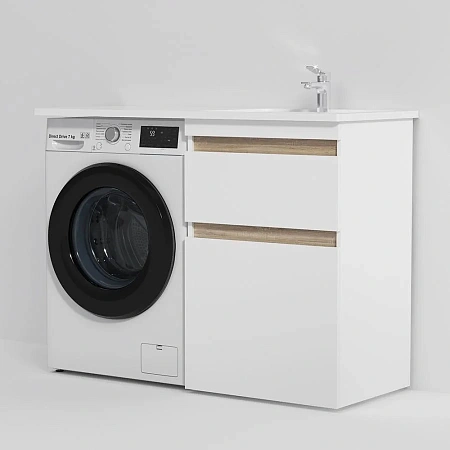Раковина AM.PM X-Joy M85AWPR1201WG над стиральной машиной, литьевой мрамор, правая, 120 см, белый Раковина AM.PM X-Joy M85AWPR1201WG над стиральной машиной, литьевой мрамор, правая, 120 см, белый