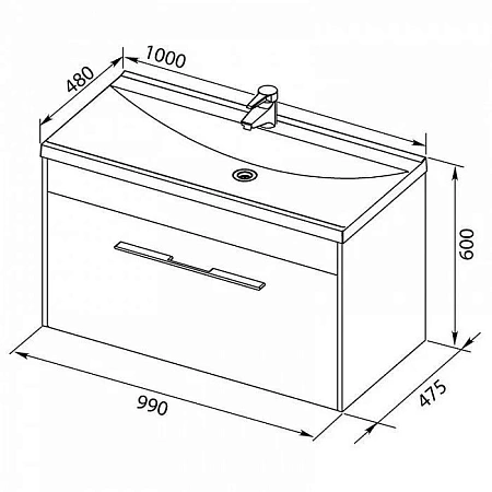Раковина Aquanet Нота 100 00284116 Раковина Aquanet Нота 100 00284116