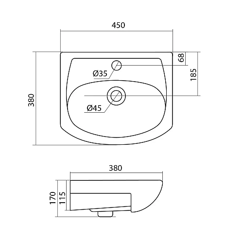 Раковина Aquaton Акванью 45 1WH110150 Раковина Aquaton Акванью 45 1WH110150