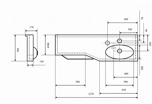 Раковина Aquaton Отель 2/127 1A70123WOT01R правая с навесами Раковина Aquaton Отель 2/127 1A70123WOT01R правая с навесами