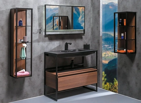 Раковина Armadi Art Vallessi 100 антрацит глянец керамика 838-100-B Раковина Armadi Art Vallessi 100 антрацит глянец керамика 838-100-B