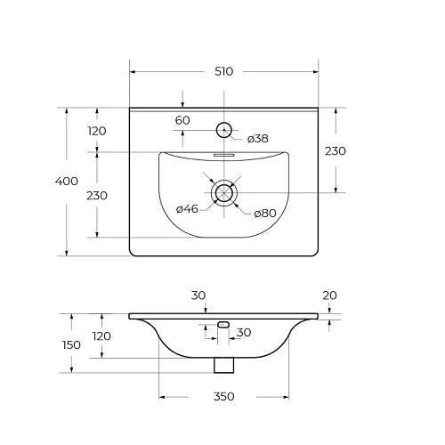 Раковина BelBagno BB-8099-3-50 510x400 Раковина BelBagno BB-8099-3-50 510x400