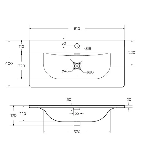 Раковина BelBagno BB-8099-3-80 810x400 Раковина BelBagno BB-8099-3-80 810x400