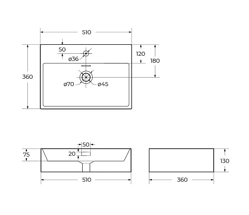 Раковина BelBagno BB1340 510x360 белый Раковина BelBagno BB1340 510x360 белый