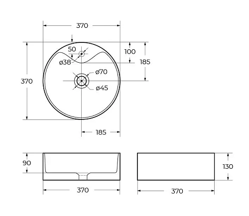 Раковина BelBagno BB1400 370x370 белый Раковина BelBagno BB1400 370x370 белый