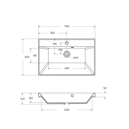 Раковина BelBagno BB700/450-LV-MR-AST 700x450 Раковина BelBagno BB700/450-LV-MR-AST 700x450