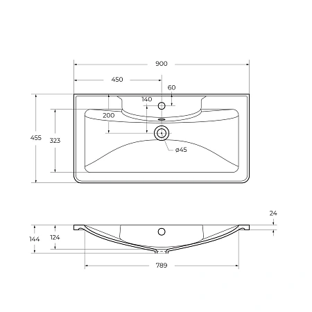 Раковина BelBagno BB900/455-LV-MR-ALR 900x450 Раковина BelBagno BB900/455-LV-MR-ALR 900x450