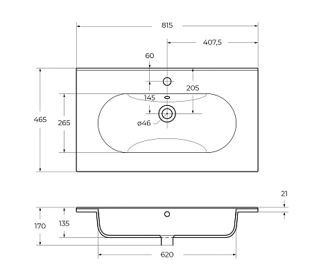 Раковина BelBagno LOVE LOV-800-LVB 810x460 Раковина BelBagno LOVE LOV-800-LVB 810x460