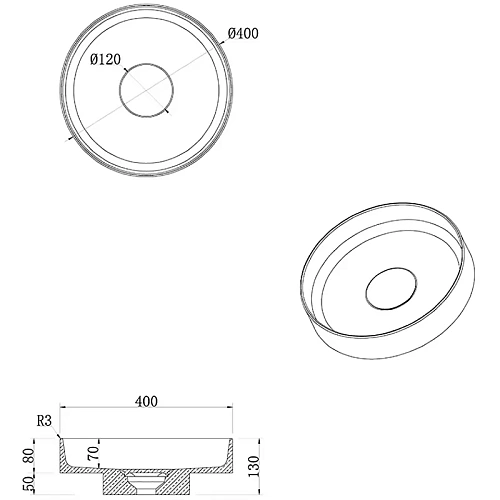 Раковина Boheme Corian 400x130 GOLD 801-G накладная Раковина Boheme Corian 400x130 GOLD 801-G накладная