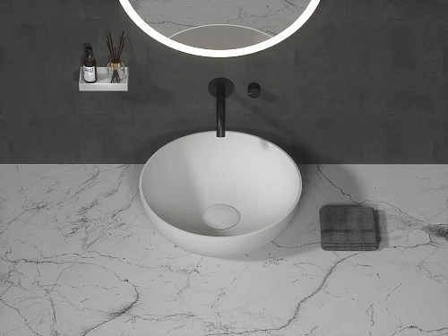 Раковина Boheme Corian 879-39 круглая матовая, Slim 39см 390x390x145 Раковина Boheme Corian 879-39 круглая матовая, Slim 39см 390x390x145