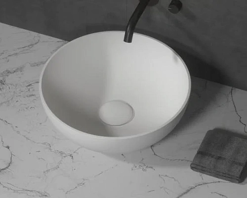 Раковина Boheme Corian 879-39 круглая матовая, Slim 39см 390x390x145 Раковина Boheme Corian 879-39 круглая матовая, Slim 39см 390x390x145