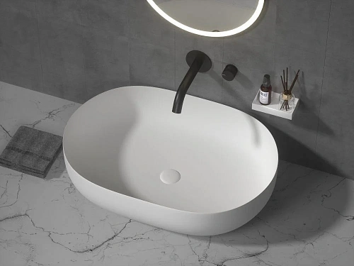 Раковина Boheme Corian 879-50 овальная матовая, Slim 500x350x135 Раковина Boheme Corian 879-50 овальная матовая, Slim 500x350x135