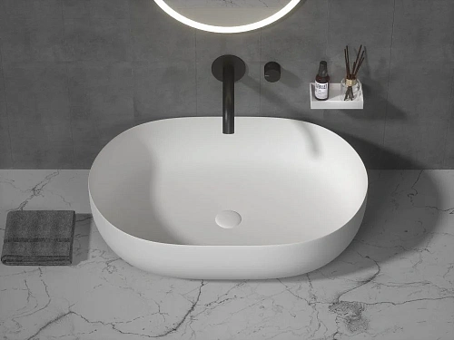 Раковина Boheme Corian 879-50 овальная матовая, Slim 500x350x135 Раковина Boheme Corian 879-50 овальная матовая, Slim 500x350x135