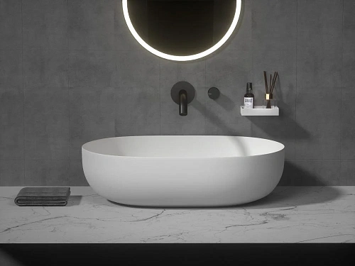 Раковина Boheme Corian 879-50 овальная матовая, Slim 500x350x135 Раковина Boheme Corian 879-50 овальная матовая, Slim 500x350x135