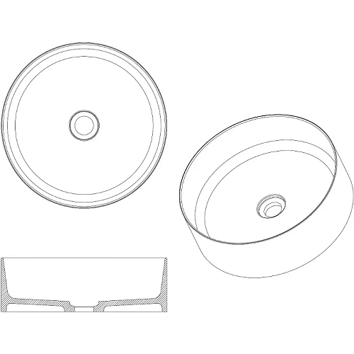 Раковина Boheme Corian белая матовая круглая 400x130 819-MW Раковина Boheme Corian белая матовая круглая 400x130 819-MW