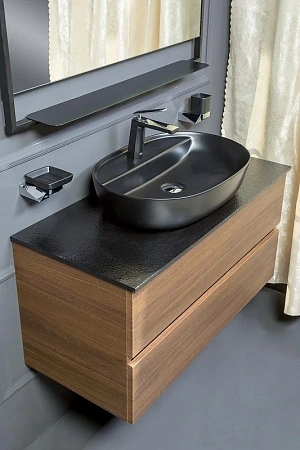 Раковина Boheme керамика овальная под смеситель Черная VALLESSI 871 Раковина Boheme керамика овальная под смеситель Черная VALLESSI 871