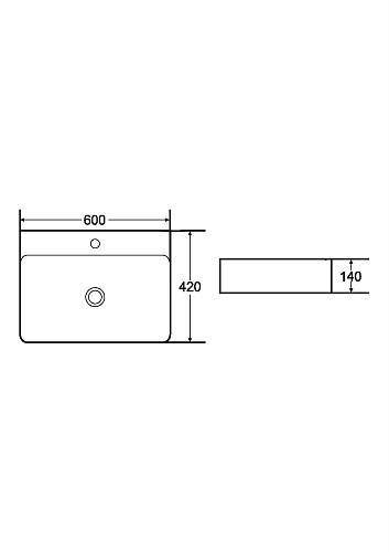 Раковина Boheme керамика прямоугольная под смеситель Белая VALLESSI 874 Раковина Boheme керамика прямоугольная под смеситель Белая VALLESSI 874