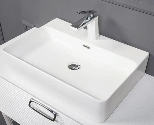 Раковина Boheme керамика прямоугольная под смеситель Белая VALLESSI 874 Раковина Boheme керамика прямоугольная под смеситель Белая VALLESSI 874