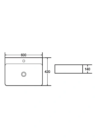 Раковина Boheme керамика прямоугольная под смеситель Черная VALLESSI 875 Раковина Boheme керамика прямоугольная под смеситель Черная VALLESSI 875