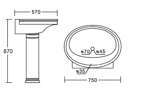 Раковина CeramaLux 2061 напольная, белый Раковина CeramaLux 2061 напольная, белый