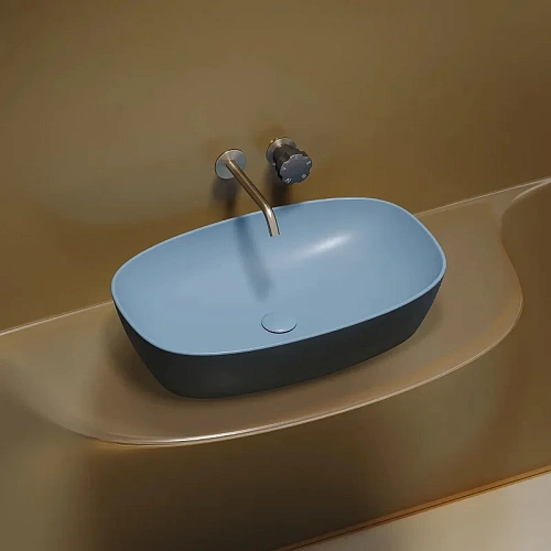 Раковина Ceramica Nova ELEMENT CN6049ML голубой матовый накладная Раковина Ceramica Nova ELEMENT CN6049ML голубой матовый накладная