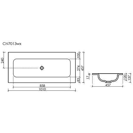 Раковина Ceramica Nova Grace CN7013wx накладная, без отверстия под смеситель, 1010x457x137, белый Раковина Ceramica Nova Grace CN7013wx накладная, без отверстия под смеситель, 1010x457x137, белый