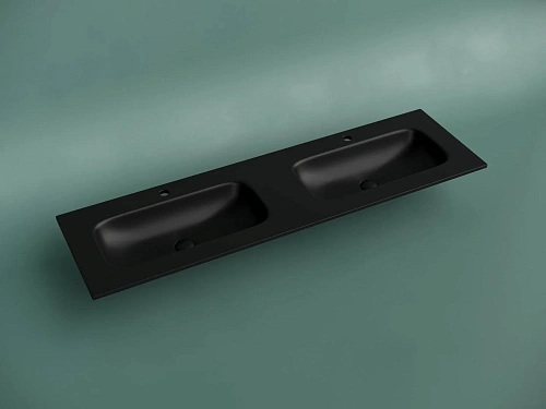 Раковина Ceramica Nova Grace CN7023MB мебельная 1610x457x137 с двумя чашами и отверстиями под смеситель черный матовый Раковина Ceramica Nova Grace CN7023MB мебельная 1610x457x137 с двумя чашами и отверстиями под смеситель черный матовый