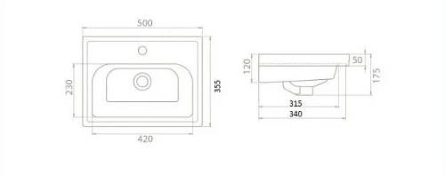 Раковина CeraStyle Frame 50 030900-u Раковина CeraStyle Frame 50 030900-u