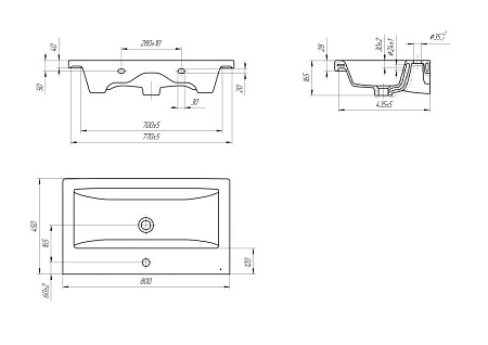 Раковина Cersanit COMO 80 (UM-COM80/1) мебельная S-UM-COM80/1-w Раковина Cersanit COMO 80 (UM-COM80/1) мебельная S-UM-COM80/1-w