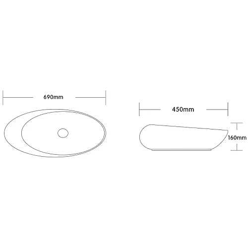 Раковина CeruttispaCR0058C 580х370х140 накладная, белая, смещенный овал Раковина CeruttispaCR0058C 580х370х140 накладная, белая, смещенный овал