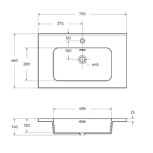 Раковина CEZARES 50169 Bianco 740x460 искусственный камень Раковина CEZARES 50169 Bianco 740x460 искусственный камень