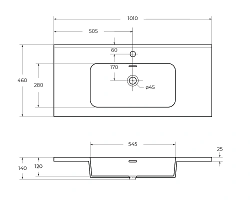 Раковина CEZARES 50170 Bianco 1010x460 искусственный камень Раковина CEZARES 50170 Bianco 1010x460 искусственный камень