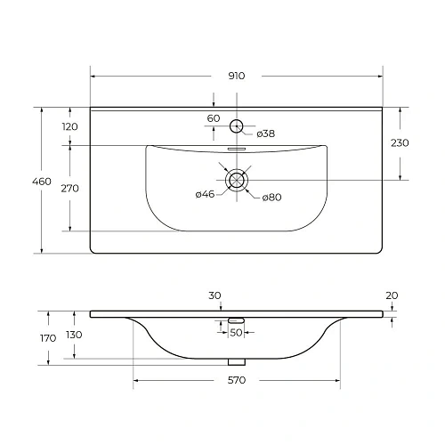 Раковина CEZARES CZR-8099-90 белый 910x460 керамика Раковина CEZARES CZR-8099-90 белый 910x460 керамика