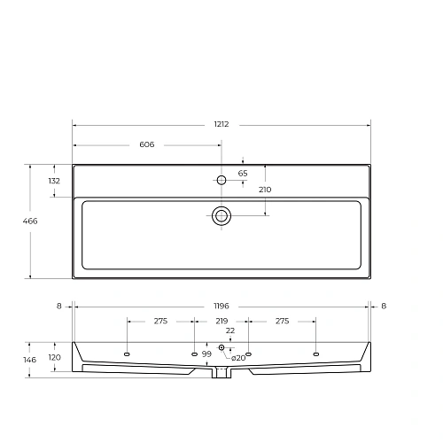 Раковина CEZARES CZR-MIL-120-LVB белый 1200x465 керамика Раковина CEZARES CZR-MIL-120-LVB белый 1200x465 керамика