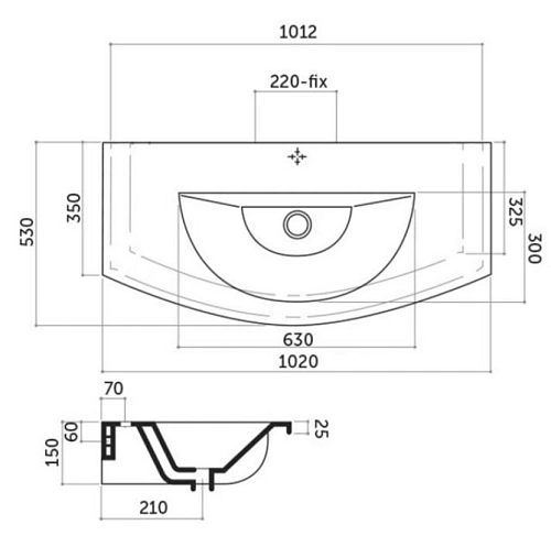 Раковина CEZARES FO10000101 530x1012 мм Раковина CEZARES FO10000101 530x1012 мм