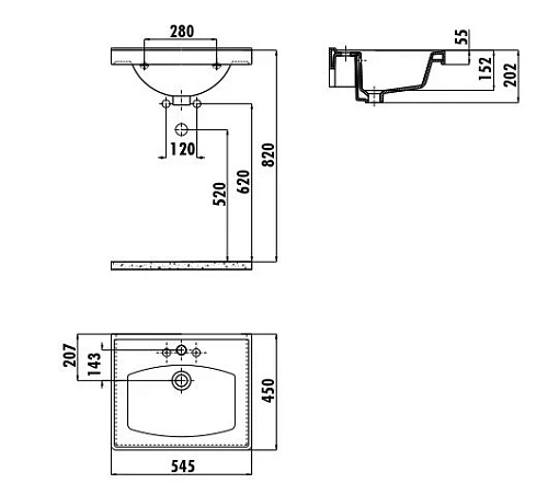 Раковина Creavit Sera TF155-00CB00E-0000 белая 55 см Раковина Creavit Sera TF155-00CB00E-0000 белая 55 см