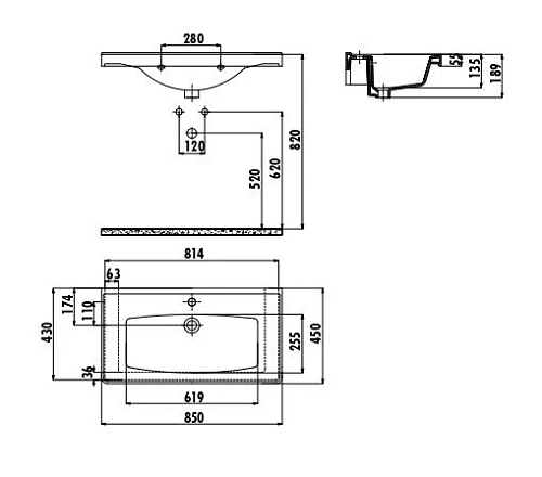 Раковина Creavit Sera TF185-00CB00E-0000 белая 85 см Раковина Creavit Sera TF185-00CB00E-0000 белая 85 см