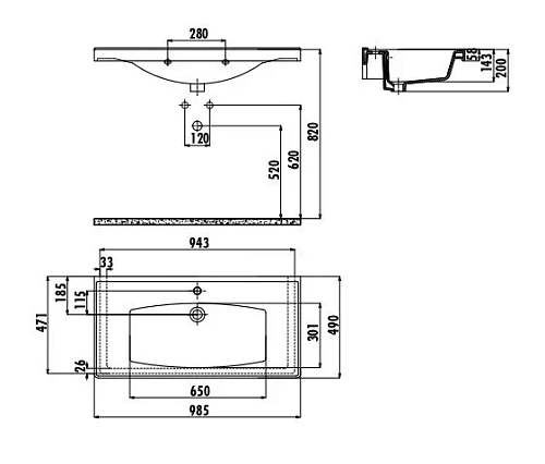 Раковина Creavit Sera TF200-00CB00E-0000 белая 100 см Раковина Creavit Sera TF200-00CB00E-0000 белая 100 см