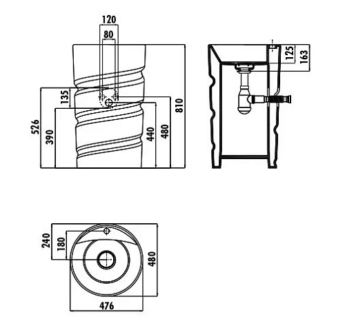 Раковина Creavit Spiral CL084-00CB00E-0000 с отверстием для смесителя 48 см Раковина Creavit Spiral CL084-00CB00E-0000 с отверстием для смесителя 48 см