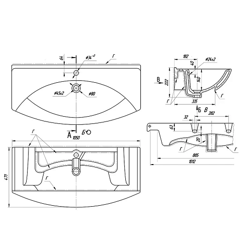 Раковина DREJA ЛАГУНА, 105 см, мебельная , керамическая 191683 Раковина DREJA ЛАГУНА, 105 см, мебельная , керамическая 191683