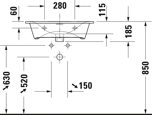 Раковина Duravit VIU 2344630000 Раковина Duravit VIU 2344630000